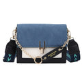Petit sac à rabat femme bleu et noir, porté épaule ou croisé, bleu et noir