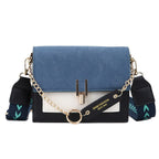 Petit sac à rabat femme bleu et noir, porté épaule ou croisé, bleu et noir