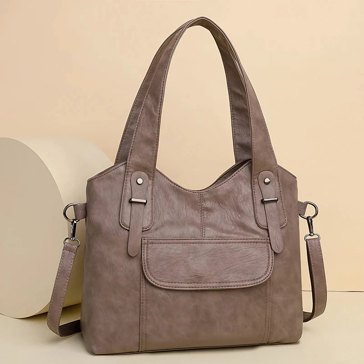 Sac à main femme en similicuir, bandoulière amovible, six coloris, gris