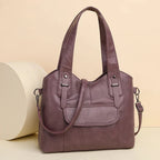 Sac à main femme en similicuir, bandoulière amovible, six coloris, violet