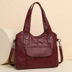 Sac à main femme en similicuir, bandoulière amovible, six coloris, rouge bordeaux