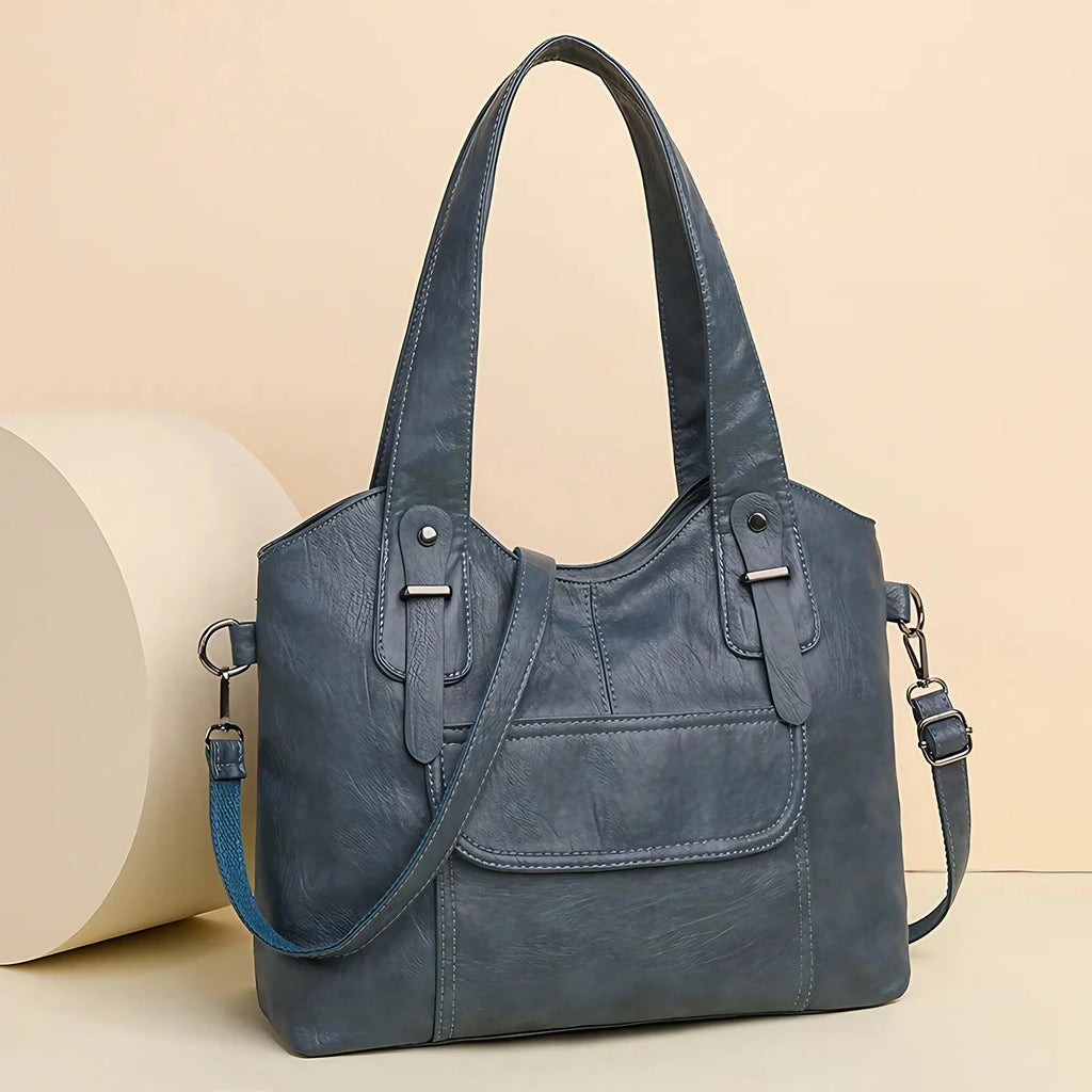 Sac à main femme en similicuir, bandoulière amovible, six coloris, bleu