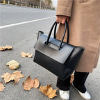 Grand sac à main femme à rabat en similicuir, 40 x 23 cm