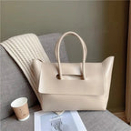 Grand sac à main femme à rabat en similicuir, 40 x 23 cm, crème