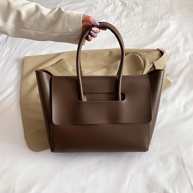 Grand sac à main femme à rabat en similicuir, 40 x 23 cm