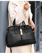 Sac à main femme noir effet croco, structuré, 28 x 21,5 cm