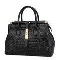 Sac à main femme noir effet croco, structuré, 28 x 21,5 cm, noir
