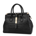 Sac à main femme noir effet croco, structuré, 28 x 21,5 cm, noir