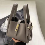 Sac à main femme à anses rigides et bandoulière, pochette amovible, gris