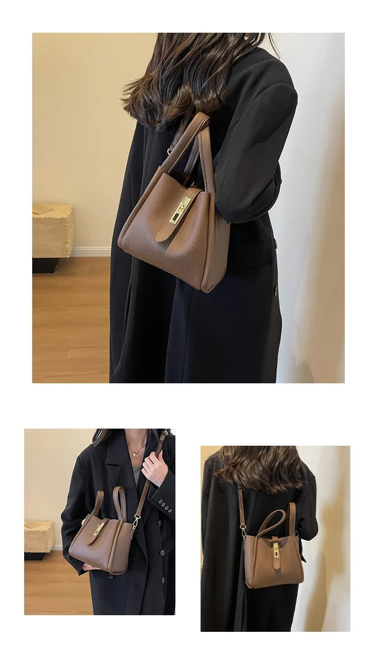Sac à main femme à anses rigides et bandoulière, pochette amovible