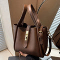 Sac à main femme à anses rigides et bandoulière, pochette amovible, chocolat