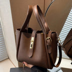 Sac à main femme à anses rigides et bandoulière, pochette amovible, chocolat