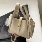 Sac à main femme à anses rigides et bandoulière, pochette amovible, écru
