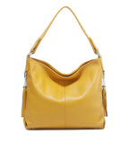 Grand sac à main femme en similicuir grainé, treize coloris, jaune