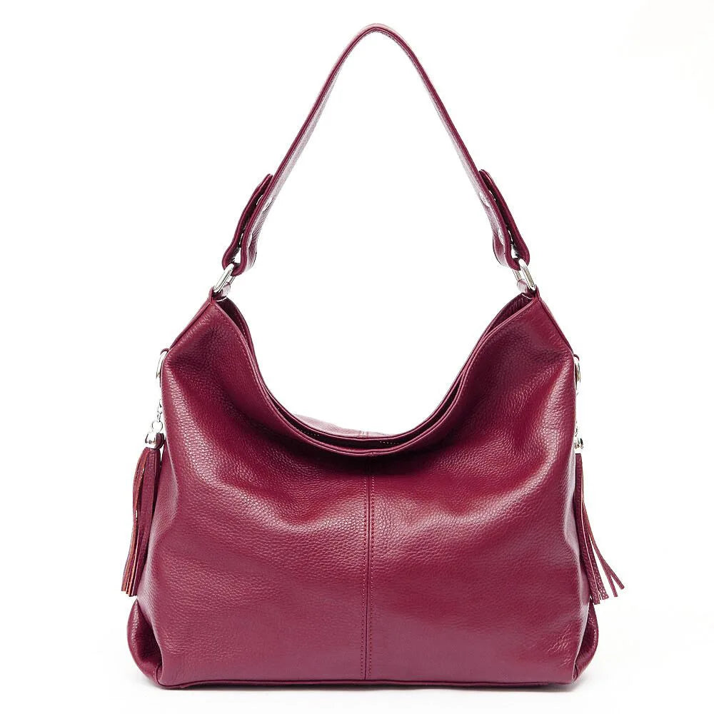 Grand sac à main femme en similicuir grainé, treize coloris, framboise