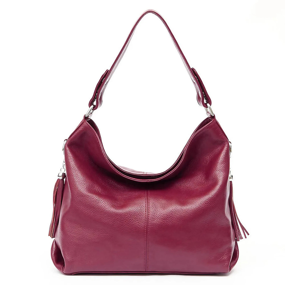 Grand sac à main femme en similicuir grainé, treize coloris, framboise