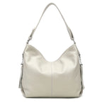 Grand sac à main femme en similicuir grainé, treize coloris, écru