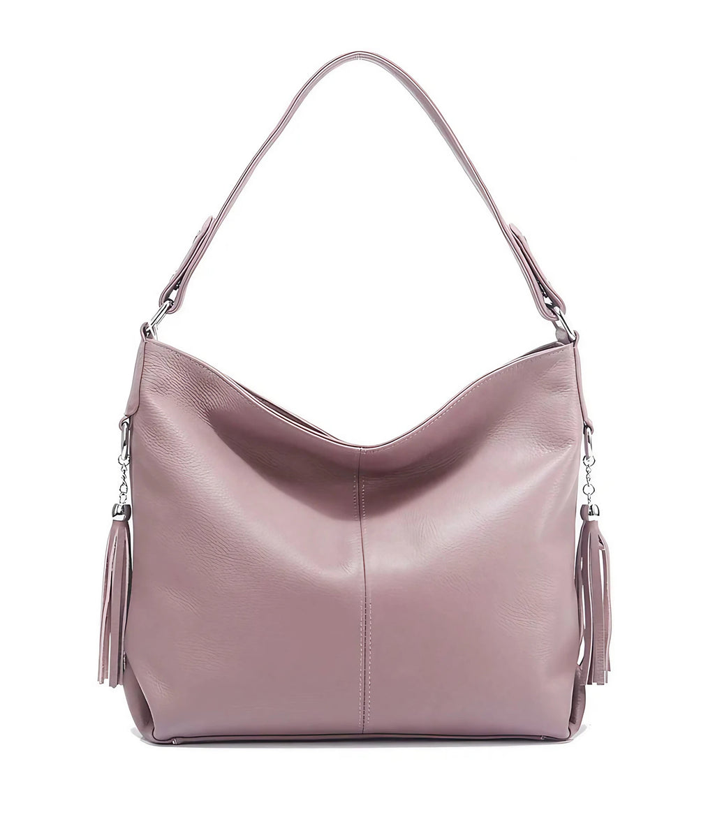 Grand sac à main femme en similicuir grainé, treize coloris, rose
