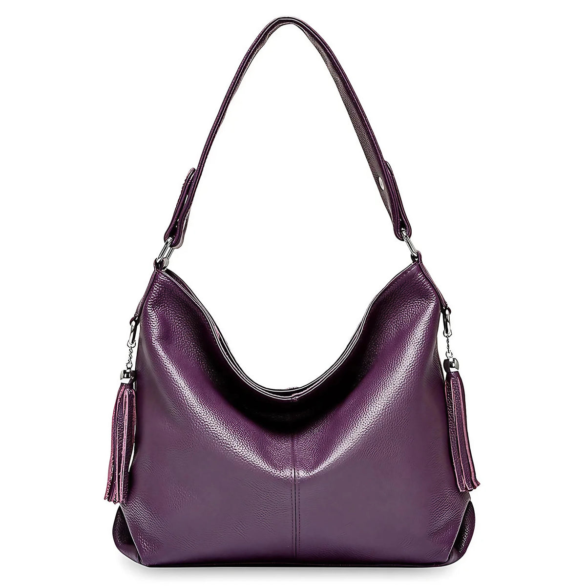 Grand sac à main femme en similicuir grainé, treize coloris, violet