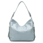 Grand sac à main femme en similicuir grainé, treize coloris, bleu