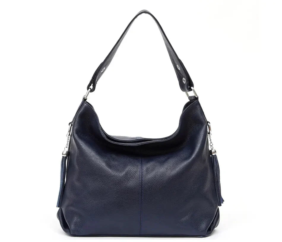 Grand sac à main femme en similicuir grainé, treize coloris, bleu marine