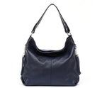 Grand sac à main femme en similicuir grainé, treize coloris, bleu marine
