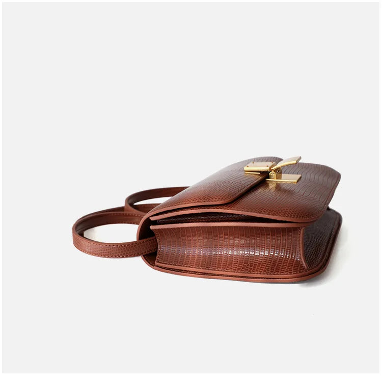 Sac à main femme effet croco, rabat aimanté, deux formats
