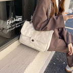 Sac à main femme à double chaîne et rabat, en similicuir