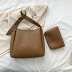 Sac porté épaule femme en similicuir mat, anse réglable, marron
