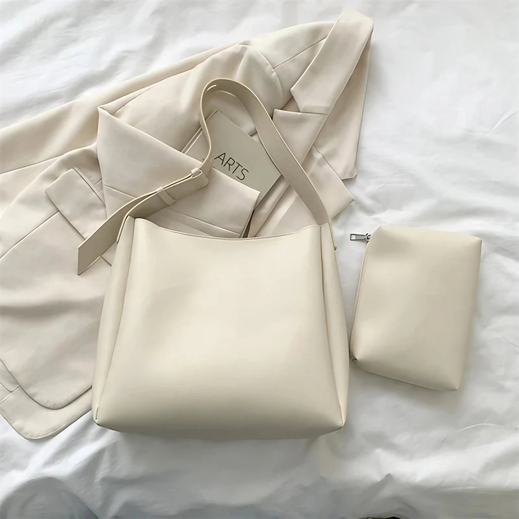 Sac porté épaule femme en similicuir mat, anse réglable, blanc
