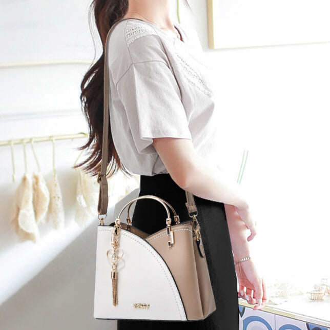Sac à main femme bicolore à bandoulière réglable, six coloris