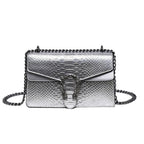 Sac à main femme à bandoulière rembourrée, 25 x 18 x 10 cm, argenté