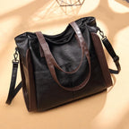 Sac à main femme noir à finitions marron, bandoulière amovible, noir
