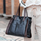 Sac à main femme noir à finitions marron, bandoulière amovible