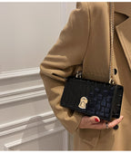 Petit sac rigide femme effet croco noir, fermoir doré