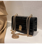 Petit sac rigide femme effet croco noir, fermoir doré