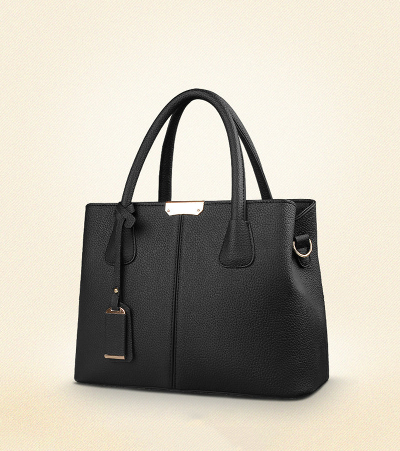 Sac à main femme en similicuir grainé noir, bandoulière