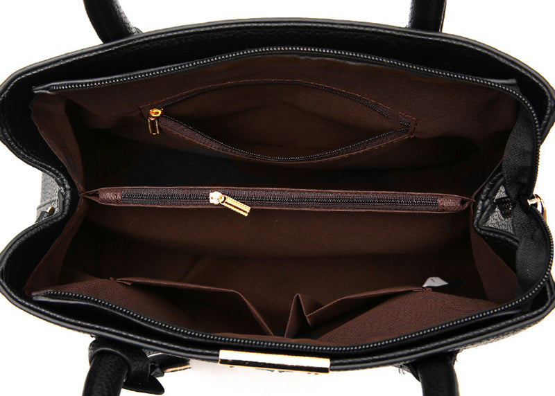 Sac à main femme en similicuir grainé noir, bandoulière