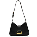 Sac à main noir femme en similicuir, rabat à loquet doré, noir