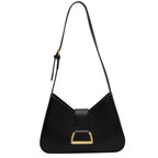 Sac à main noir femme en similicuir, rabat à loquet doré, noir