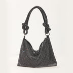 Sac de soirée noir scintillant femme, fermeture zip, 21 cm, noir