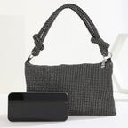 Sac de soirée noir scintillant femme, fermeture zip, 21 cm