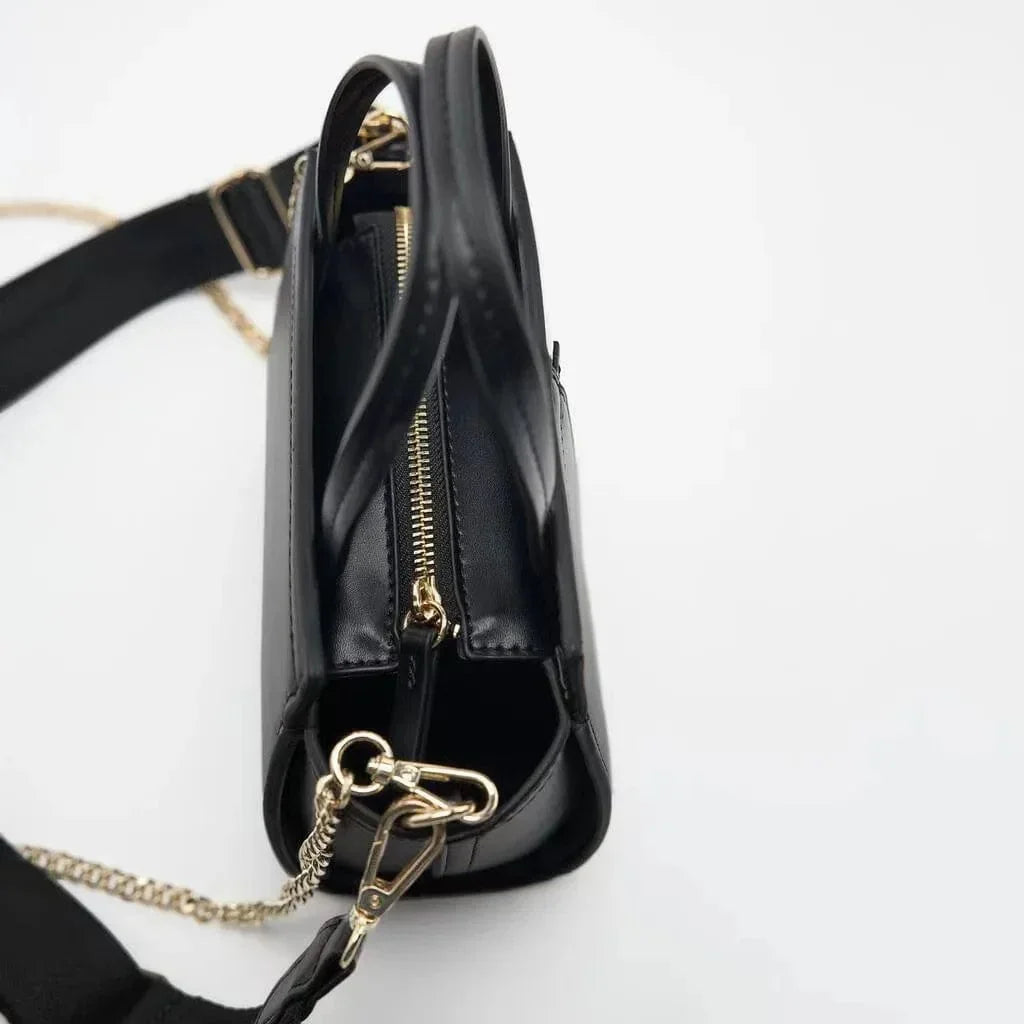 Sac à main femme en similicuir, noir ou vert, format moyen