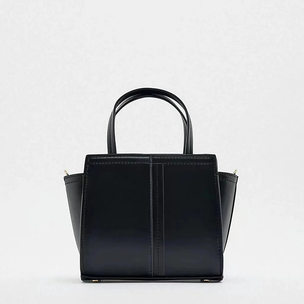 Sac à main femme en similicuir, noir ou vert, format moyen, noir