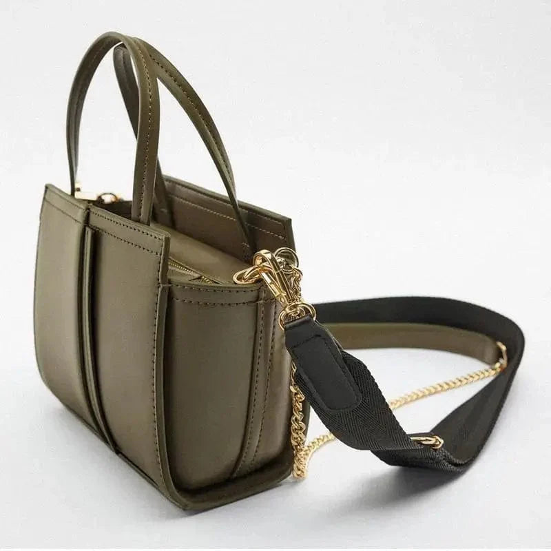Sac à main femme en similicuir, noir ou vert, format moyen