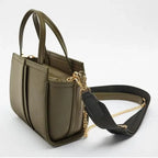 Sac à main femme en similicuir, noir ou vert, format moyen