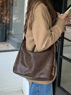 Sac à main femme en similicuir souple, zip doré, marron ou noir, marron