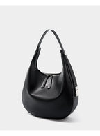 Grand sac hobo femme en cuir, anse modulable, noir ou blanc, noir