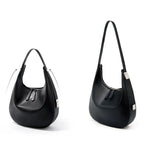 Grand sac hobo femme en cuir, anse modulable, noir ou blanc