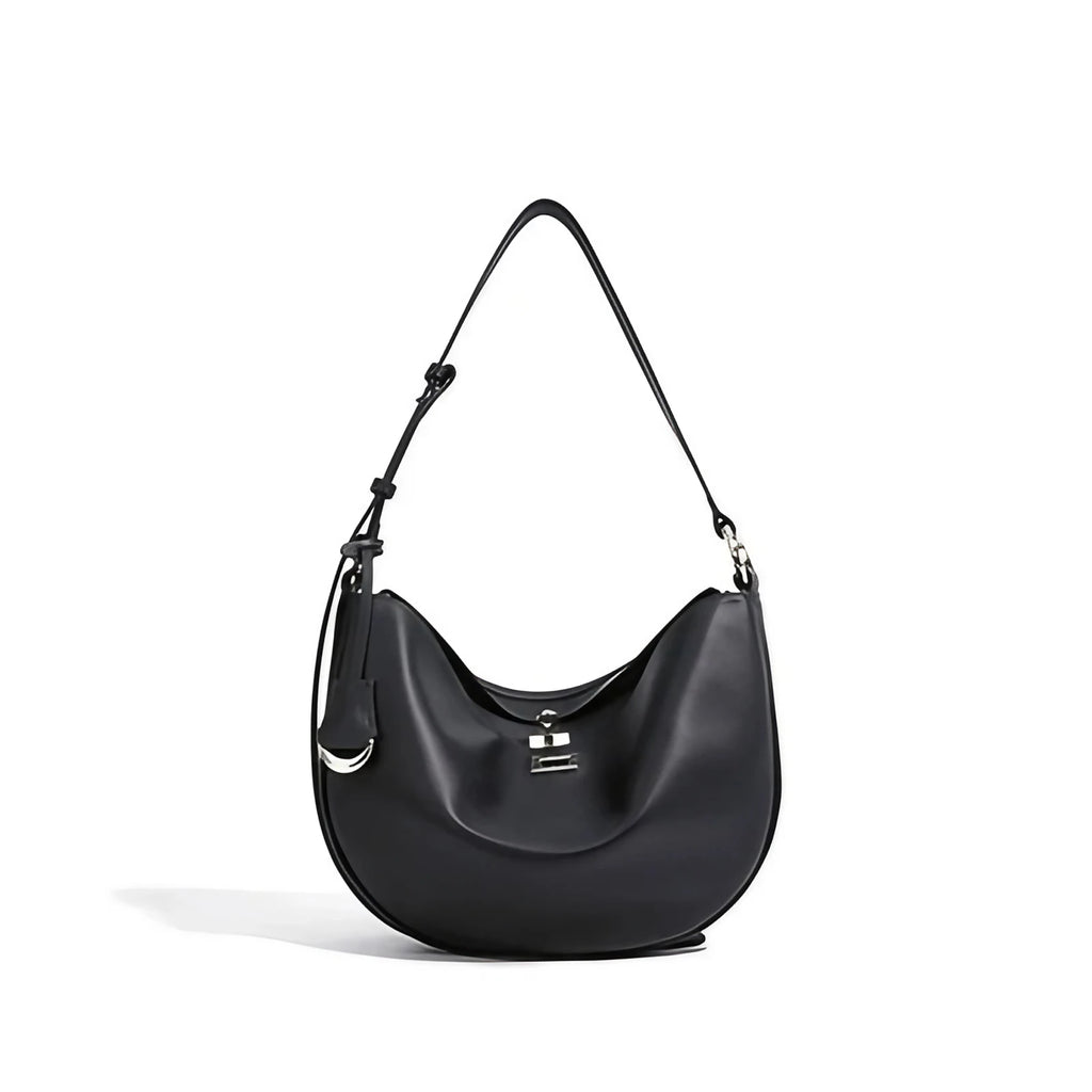 Sac hobo femme en similicuir, anse réglable, cinq coloris, noir